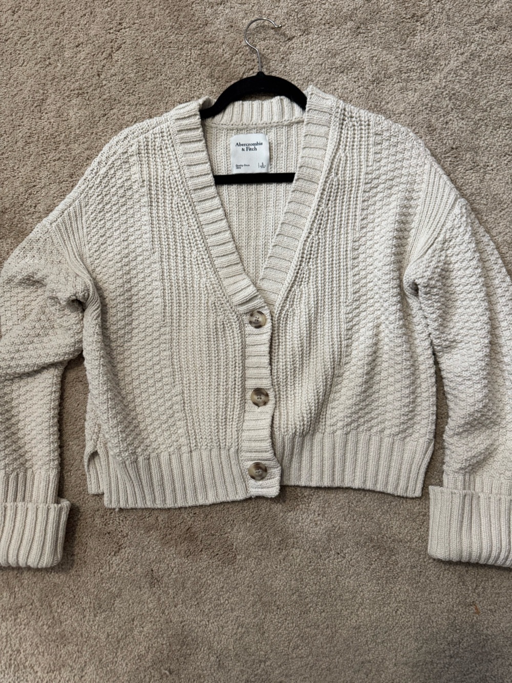 Abercrombie & Fitch Cream Chunky Button-Front Cardigan